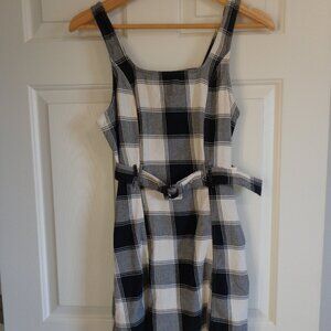 American Eagle Women's Plaid Mini Dress Belted‎ Black White 90's Retro Size S/P